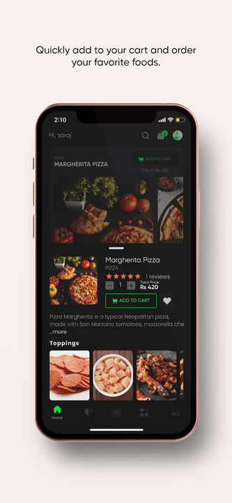 Sweed mobile order screen