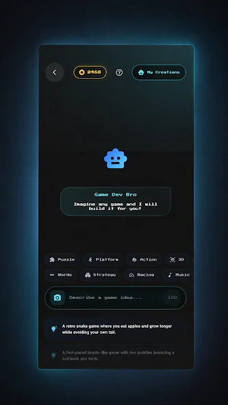 Alt Games Portal Play Store screenshot showing AR game generation promotion