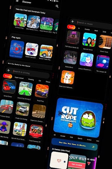 Alt Games Portal Play Store screenshot showing instant game discovery screens